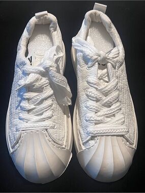 GSY White Quilted Shell-Toe Sneakers